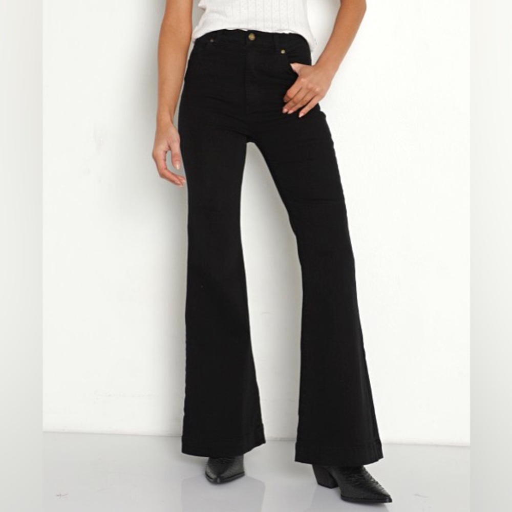 East coast high rise flare black jeans